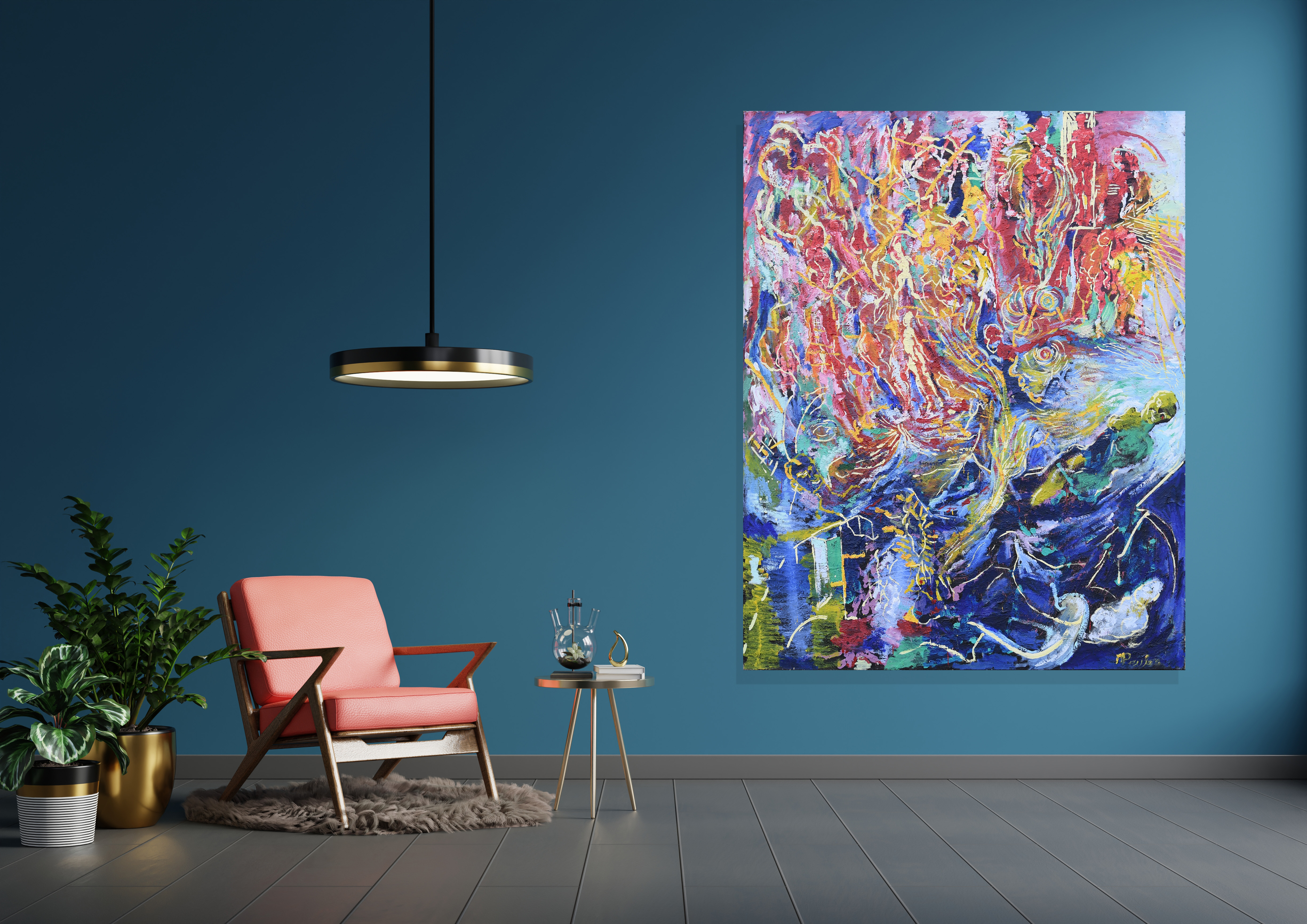 GESPANNEN DOEK, 150X190 CM ( STAAND ) "EVOLUTIE"  