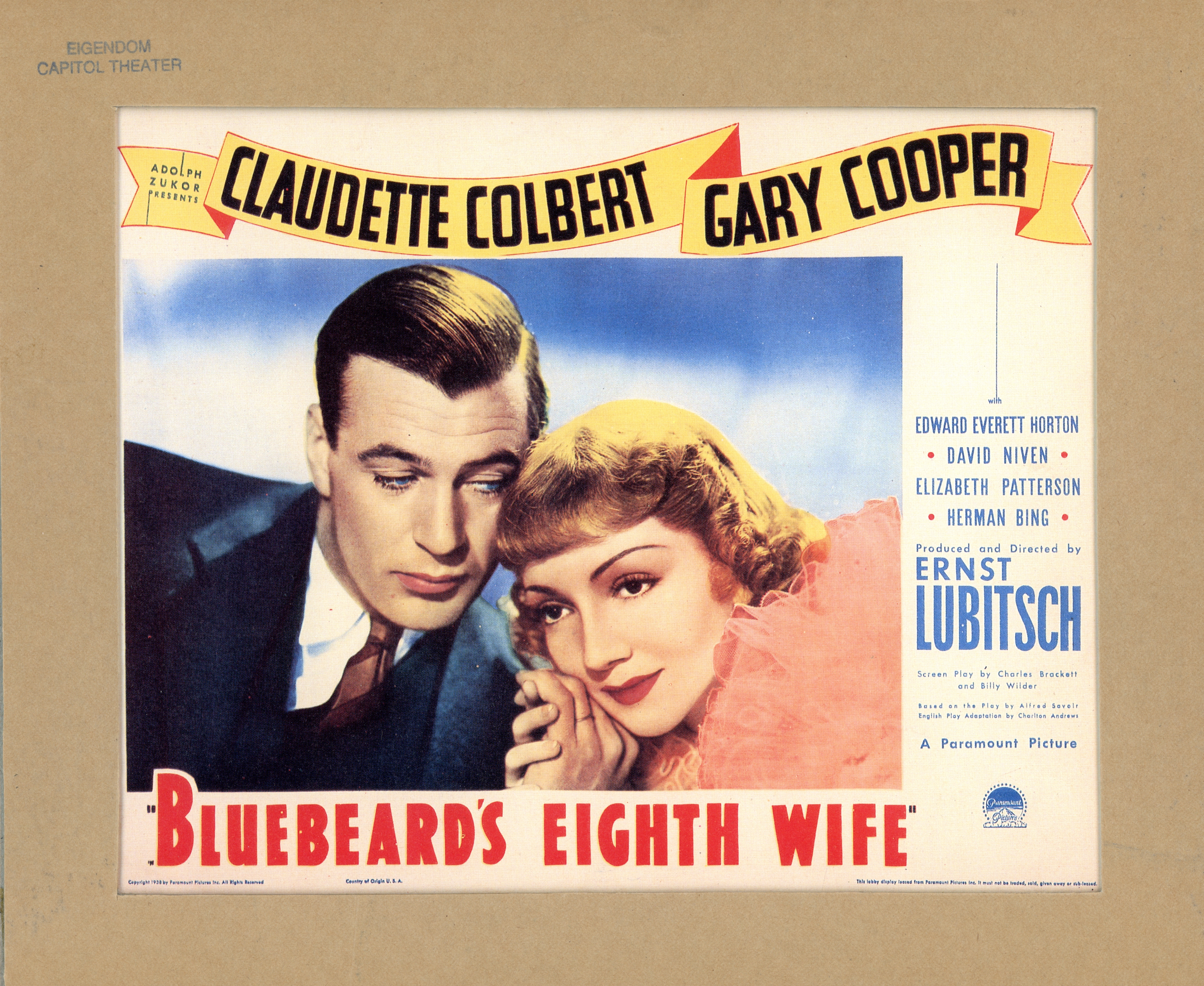 Lobby card, Bluebeard's eighth wife, 1938