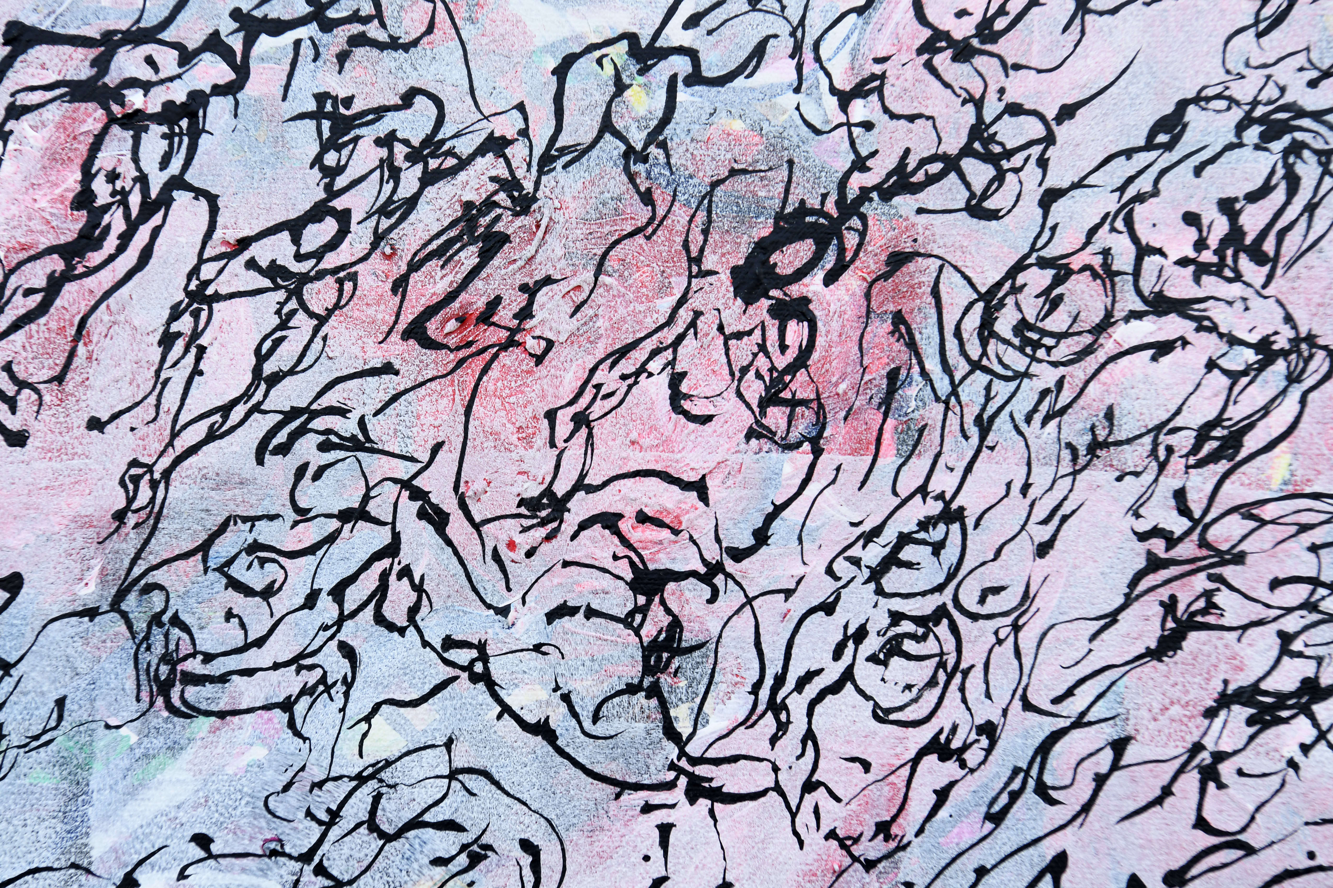 GESPANNEN DOEK, 50X70 CM ( LIGGEND ) "PEULEN PEOPLE IN LINE"  