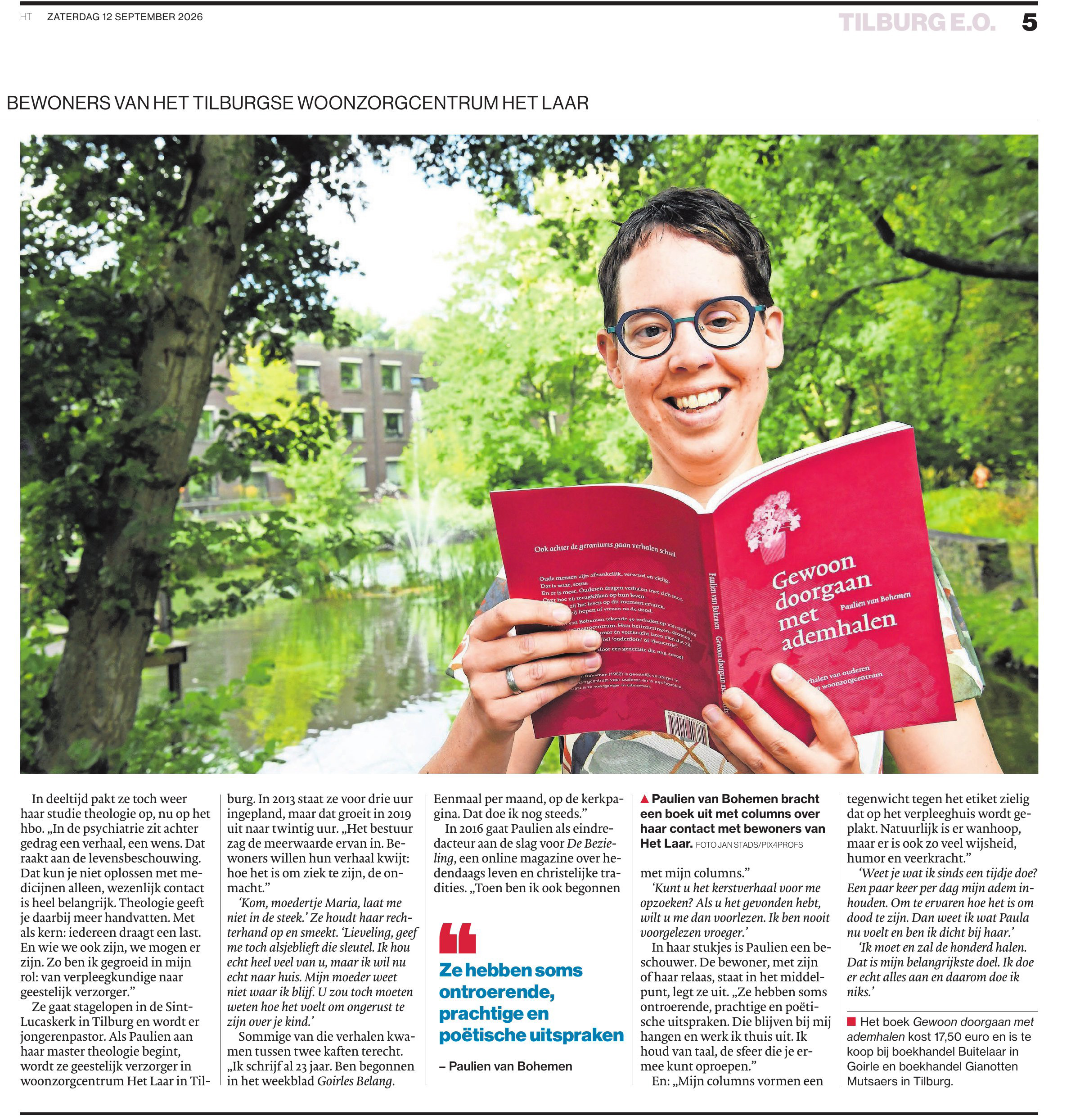 Gewoon doorgaan met ademhalen een boek van Paulien van Bohemen.