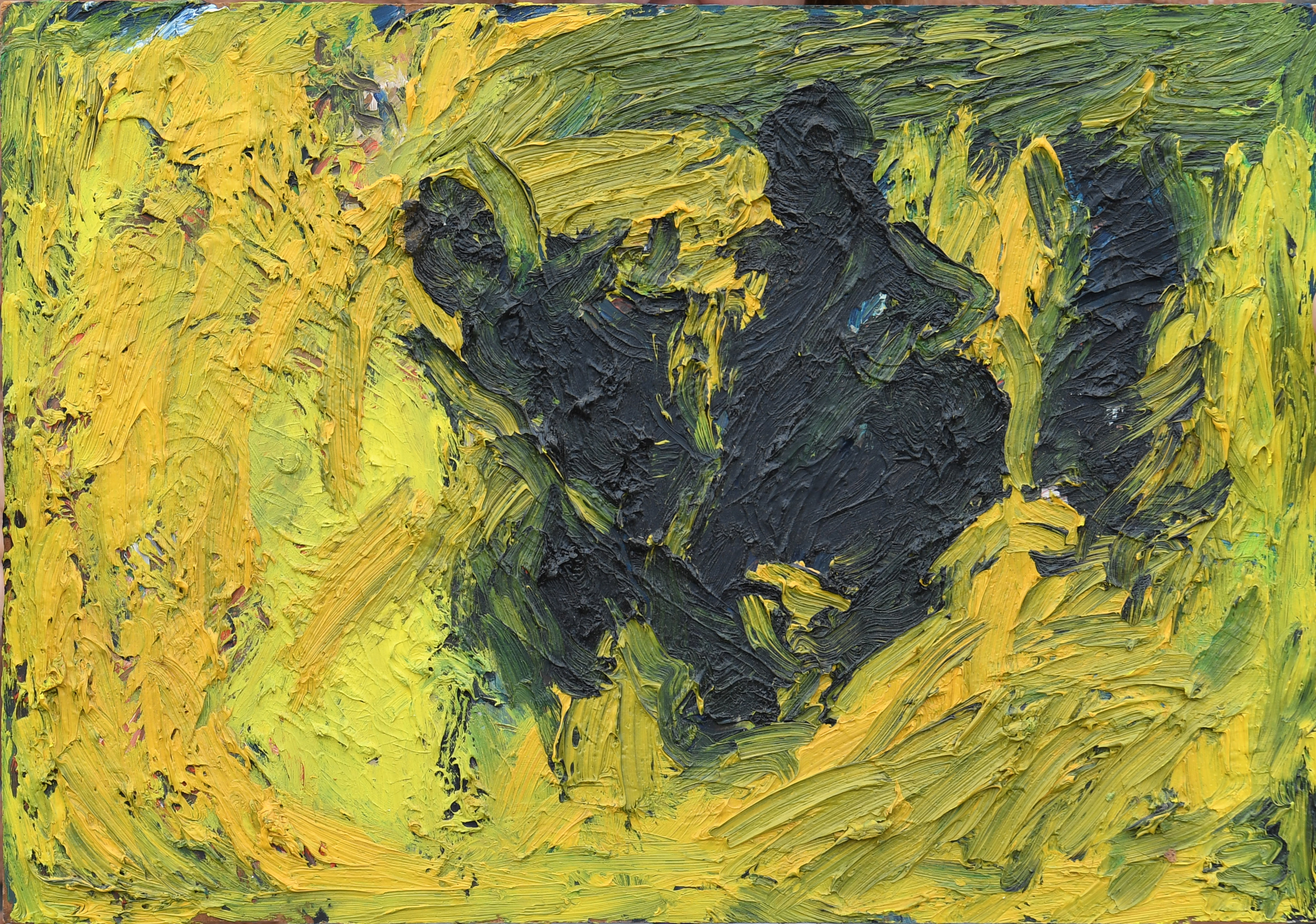HARDBOARD, 37X53 CM (LIGGEND)  "PEOPLE BETWEEN YELLOW"