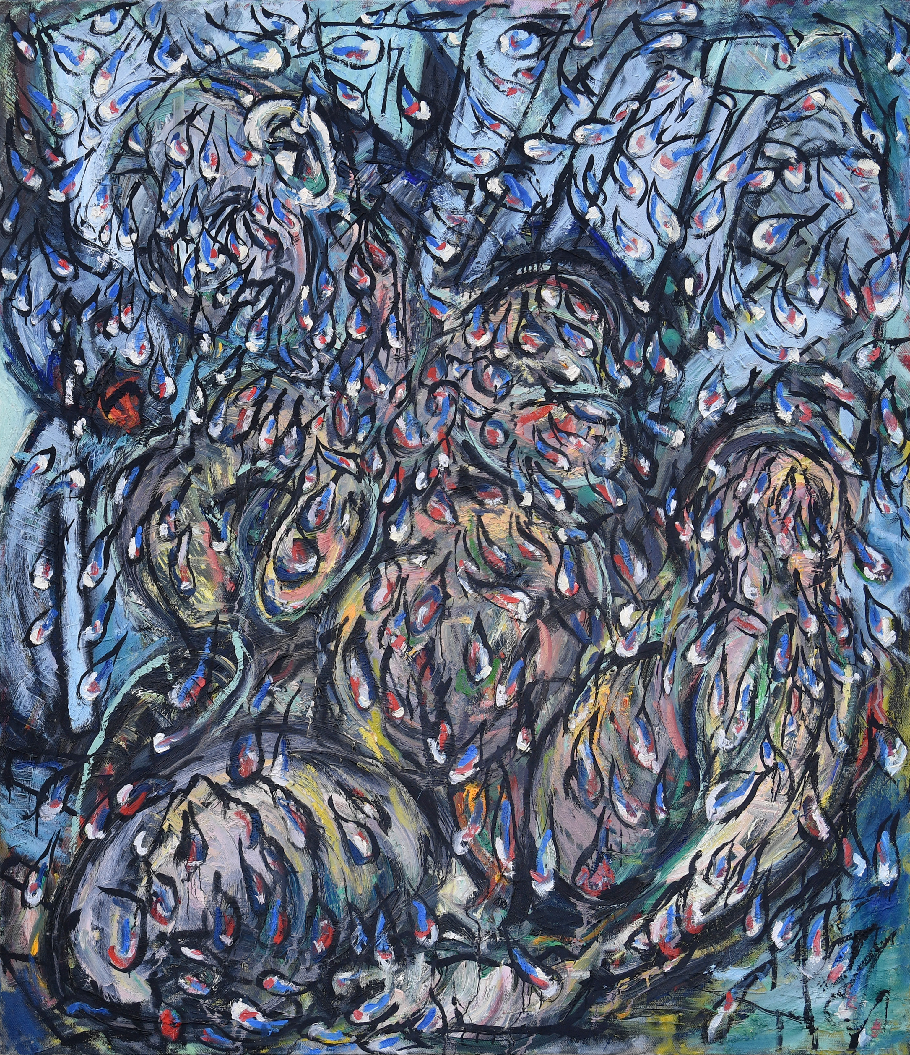 GESPANNEN DOEK, 150X130 CM ( STAAND ) "WERVELWIND"  