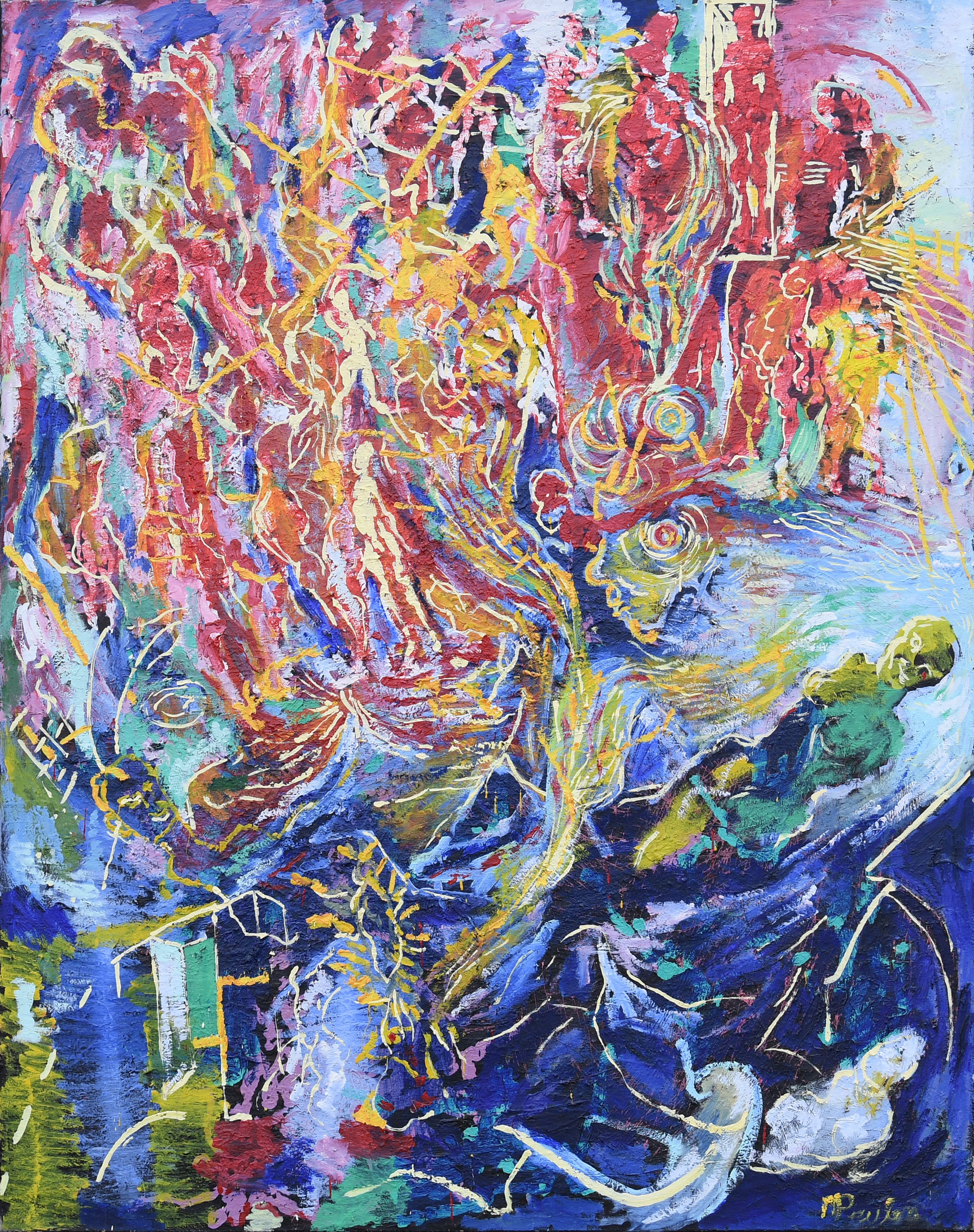 GESPANNEN DOEK, 150X190 CM ( STAAND ) "EVOLUTIE"  