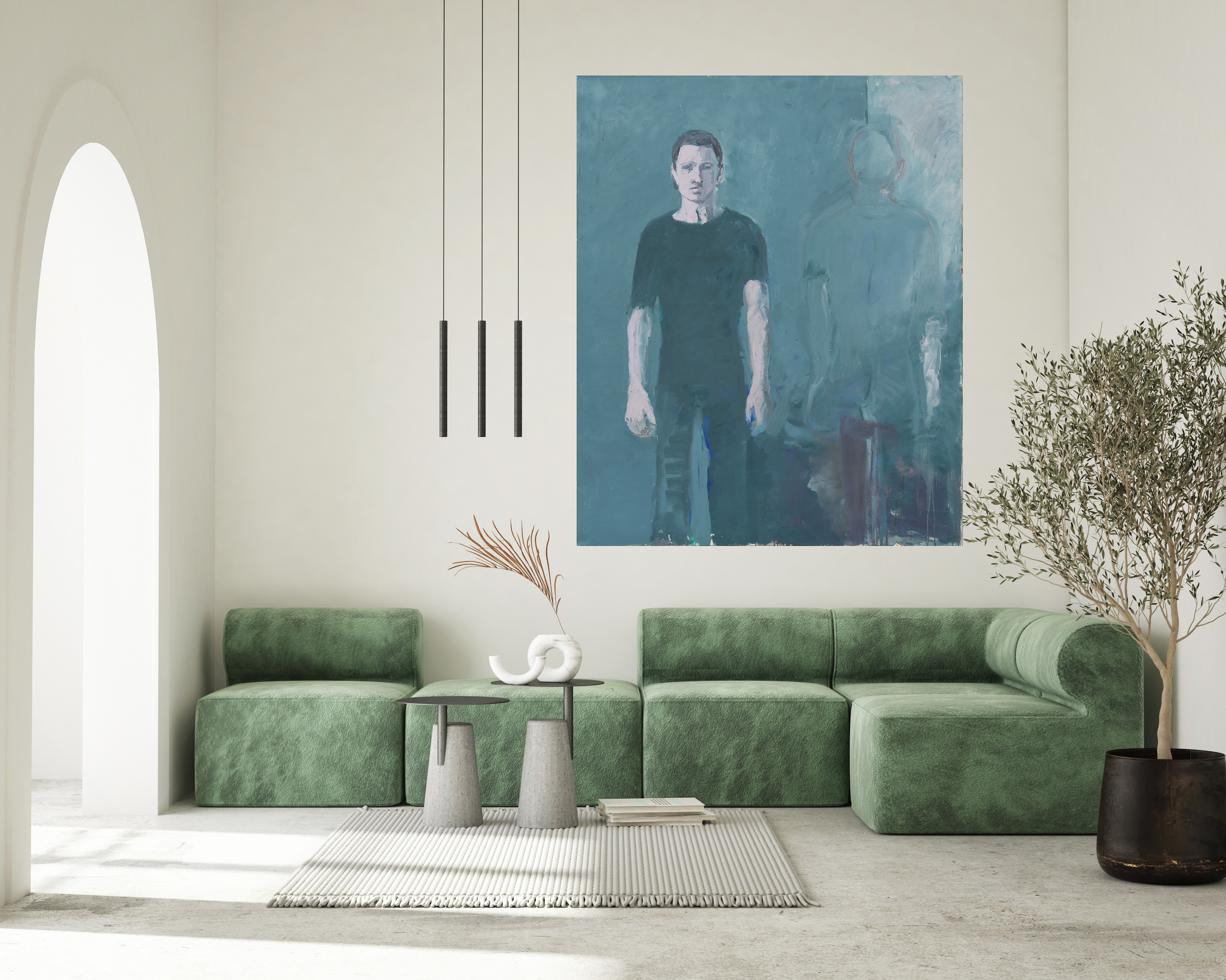 GESPANNEN DOEK, 140X170 CM ( STAAND ) "GREEN MAN"    